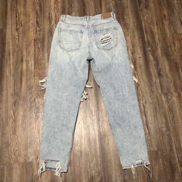 American Eagle Jeans Women's 4 Mom Destroyed Trashed Denim High Rise Retro Fit - Picture 5 of 7